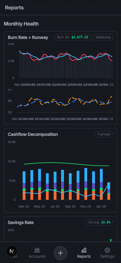AnyBudgets mobile reports screen